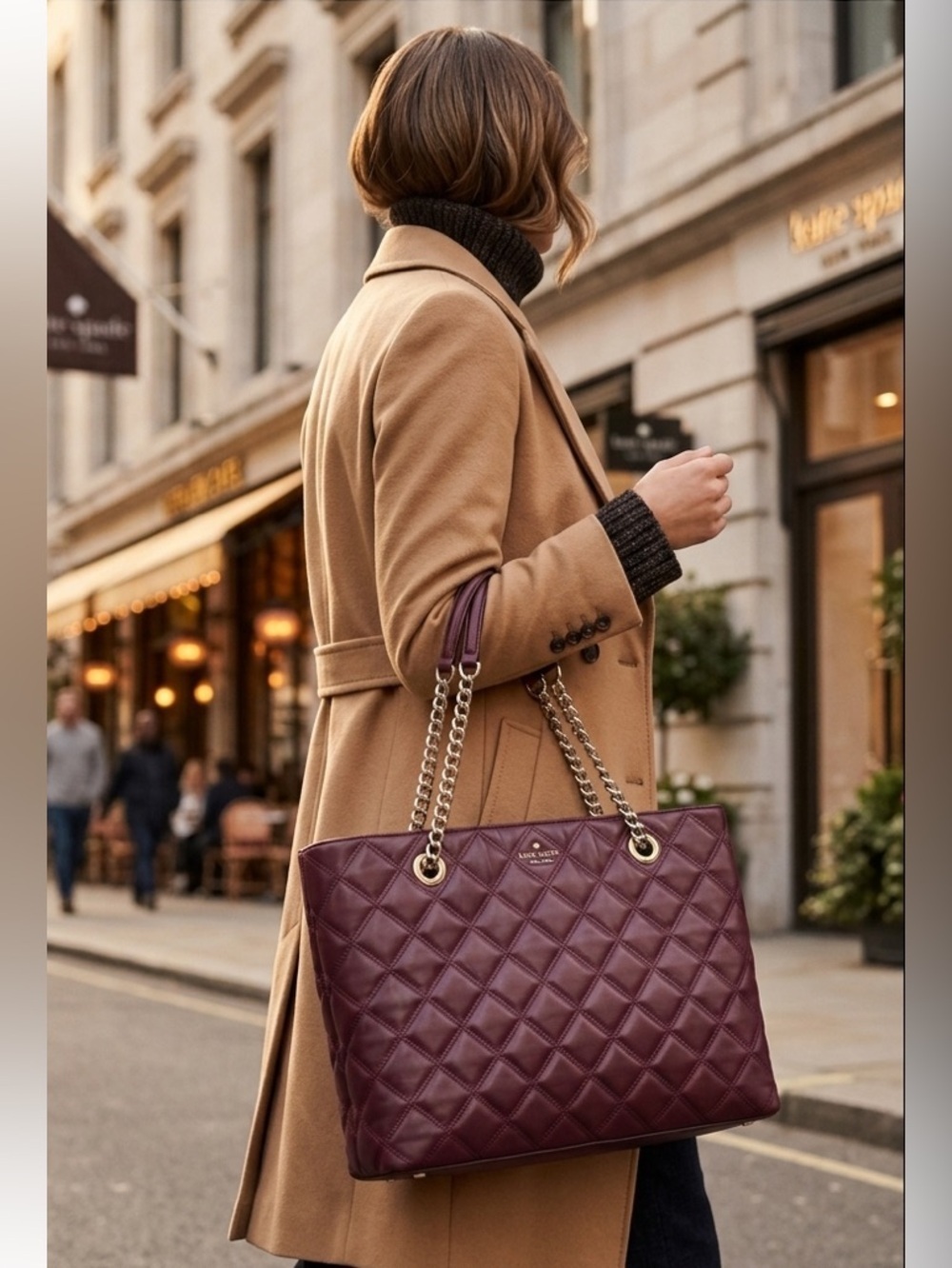 kate spade Natalia Leather Tote Bag in Burgundy
